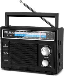 PRUNUS Portable AM/FM Radio with AUX & Mic Support